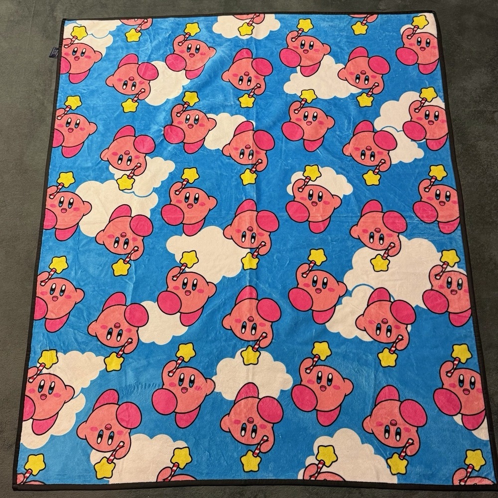 Kirby Nintendo AA Mills Silk Touch Outdoor Blanket 50x60 Blue Pink Star Wand